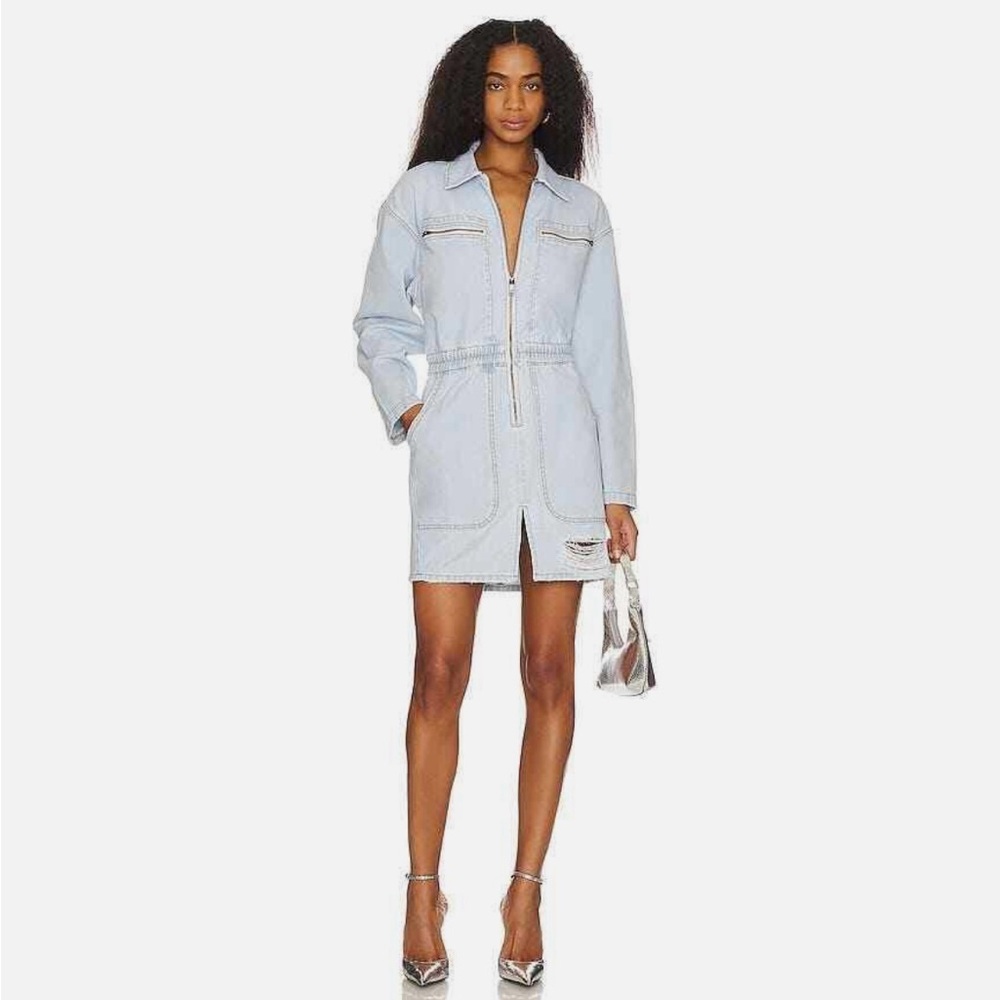 One Teaspoon Denim Olivia Mini Dress Blue Latte